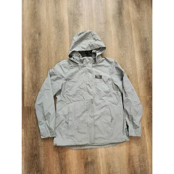 L.L. Bean womens rain/wind coat Nylon shell sz med full zip hooded pockets red - Picture 1 of 9